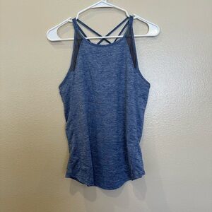 Athletic Works Blue Heather Strappy Back Athletic Tank Top Mesh Workout Size S